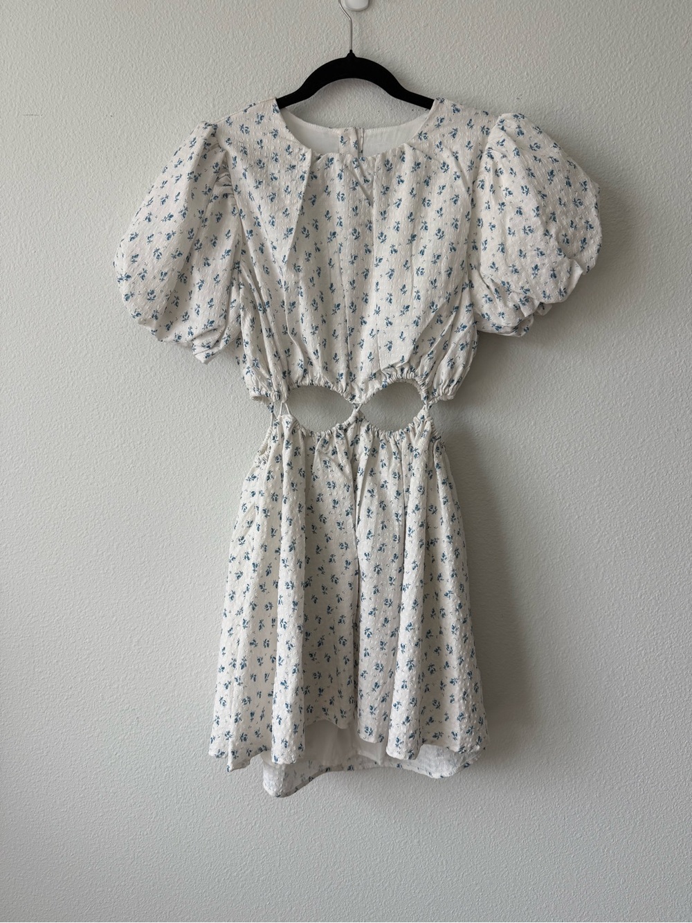 Caylo White Dress with Blue Floral Print